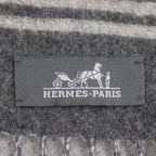 Hermes Sangre A Bucle 100% Cashmere Anthogracito Gris Cles Fringed Scarf — view 6