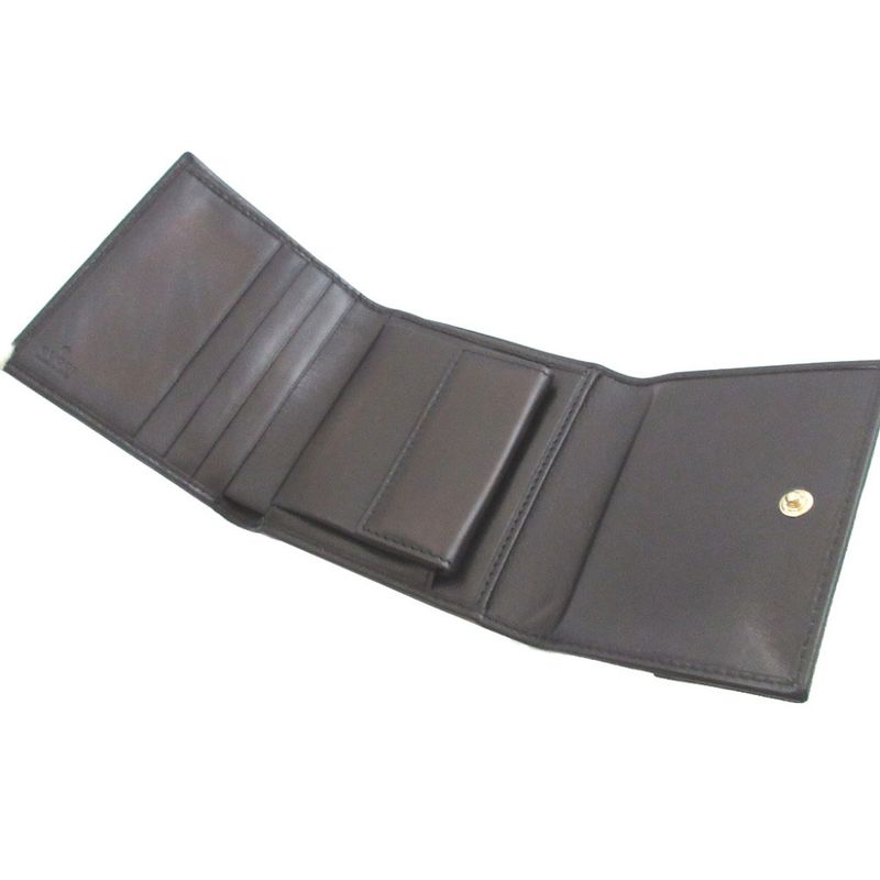Gucci Interlocking G GG Canvas Leather Black Trifold Wallet 0871 — view 3