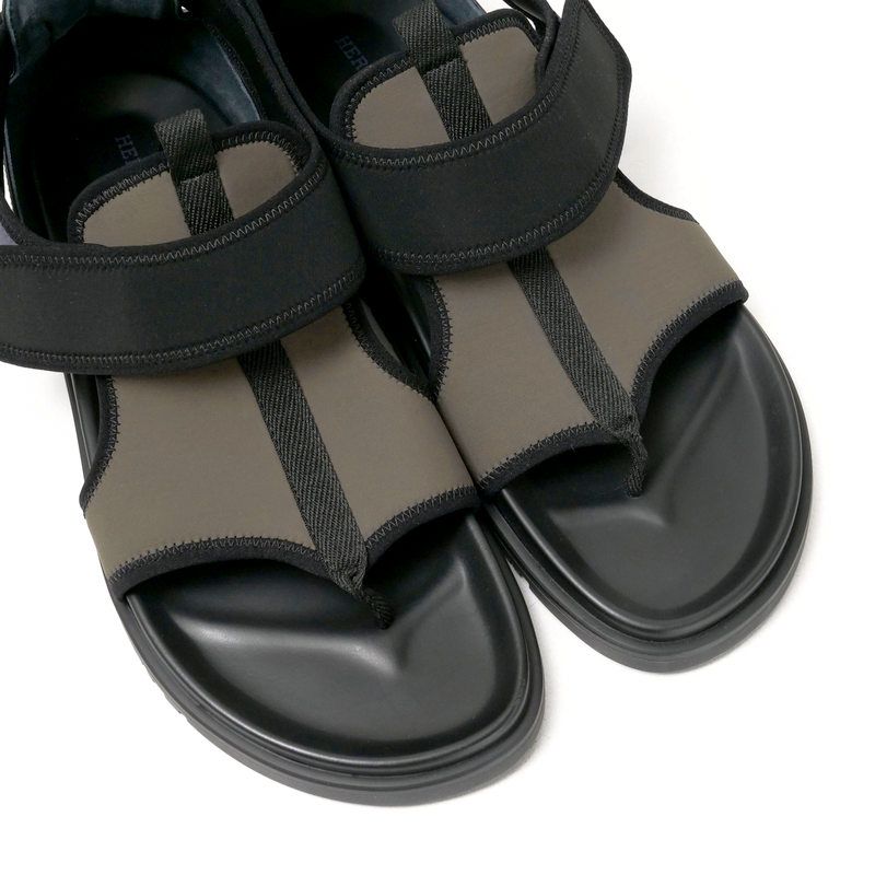 Hermes Giorno Sandals Size 44 Thong Shoes Khaki Black — view 5