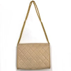 Chanel CC Logo Mini Quilted Push Lock Chain Shoulder Bag Beige — view 4