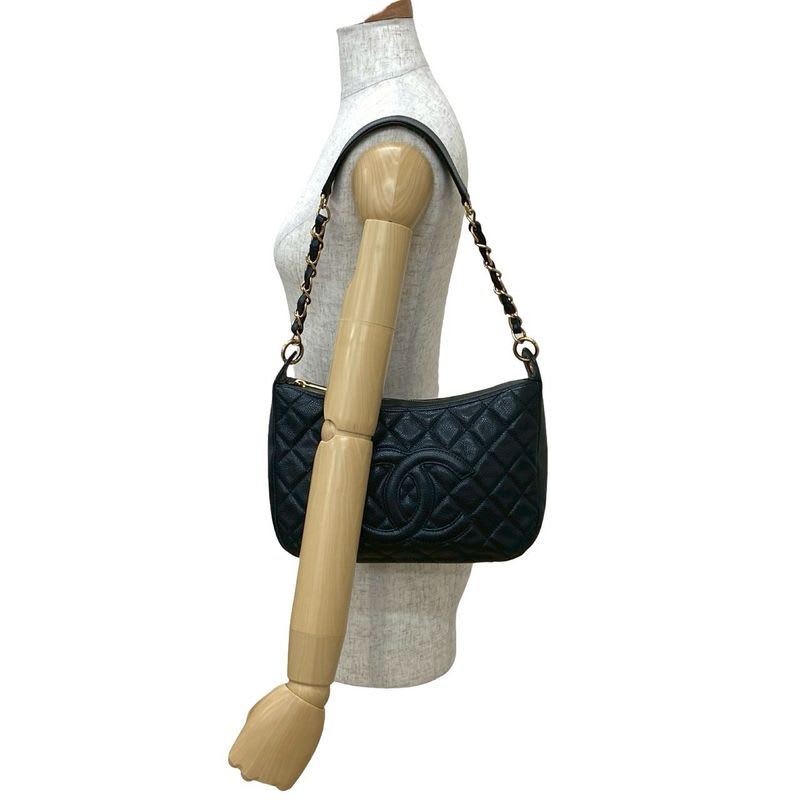 Chanel Quilted Caviar Leather Semi-one Shoulder Bag Handbag — view 3