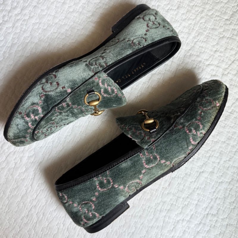 Gucci Jordane GG Pattern Horsebit Loafers Velvet Velour 35 1 2 — view 4
