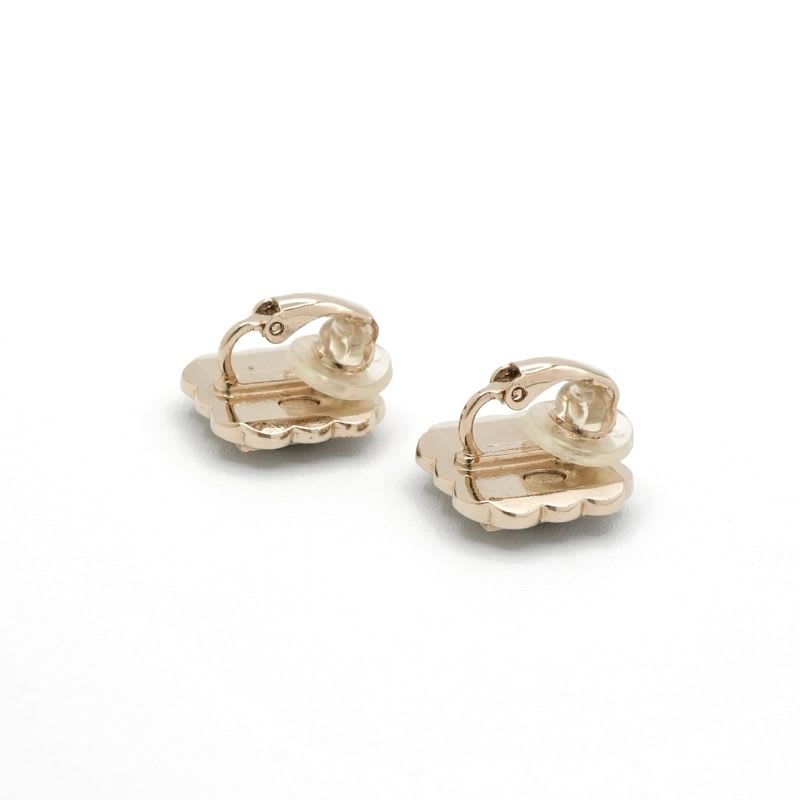 Chanel Earrings Gold Black Gray Coco Mark — view 4
