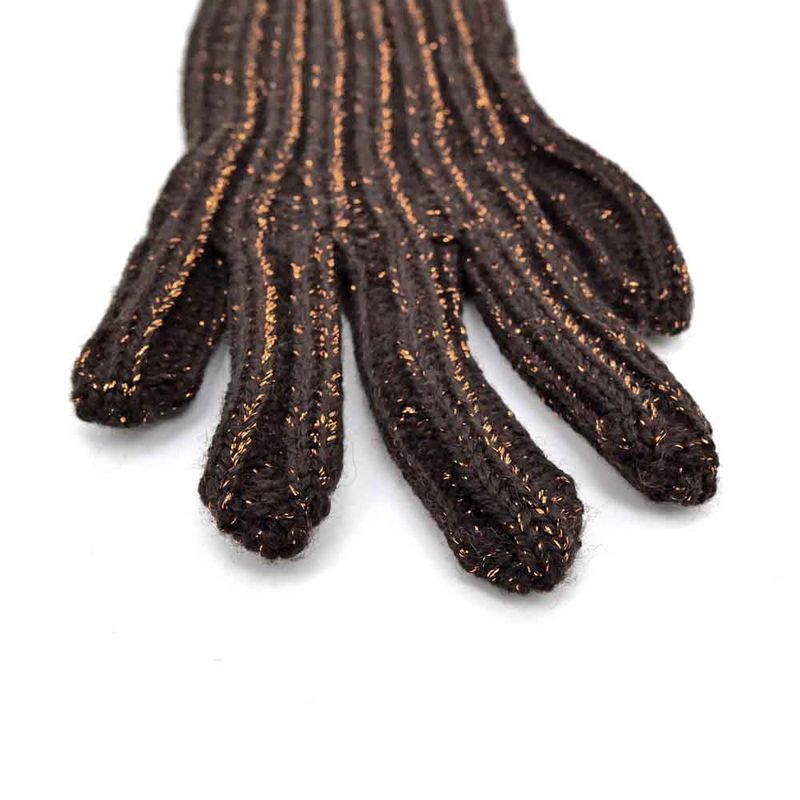 Prada Long Gloves Brown Orange Lame S