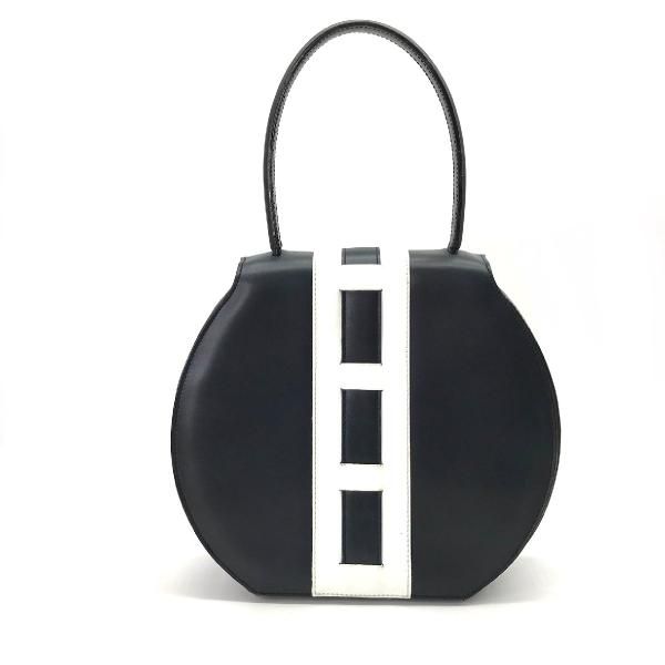 Celine Leather Ribbon Hand Bag Navy Gold — view 2