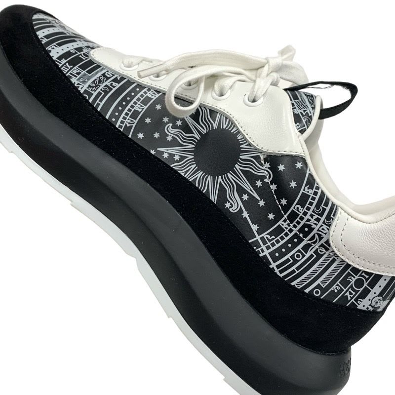 Hermes Glam Sneakers Shoes Leather Suede Black White Bandana Pattern — view 7