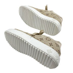 Louis Vuitton Time Out Line Monogram Sneakers Shoes Suede Leather Mouton Beige — view 6