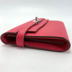 Hermes Kelly Vaux Epson a Engraved Rose Tyrian Long Wallet Silver — view 3