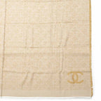 Chanel Large Shawl CC Mark Beige Wool Fringe — view 6