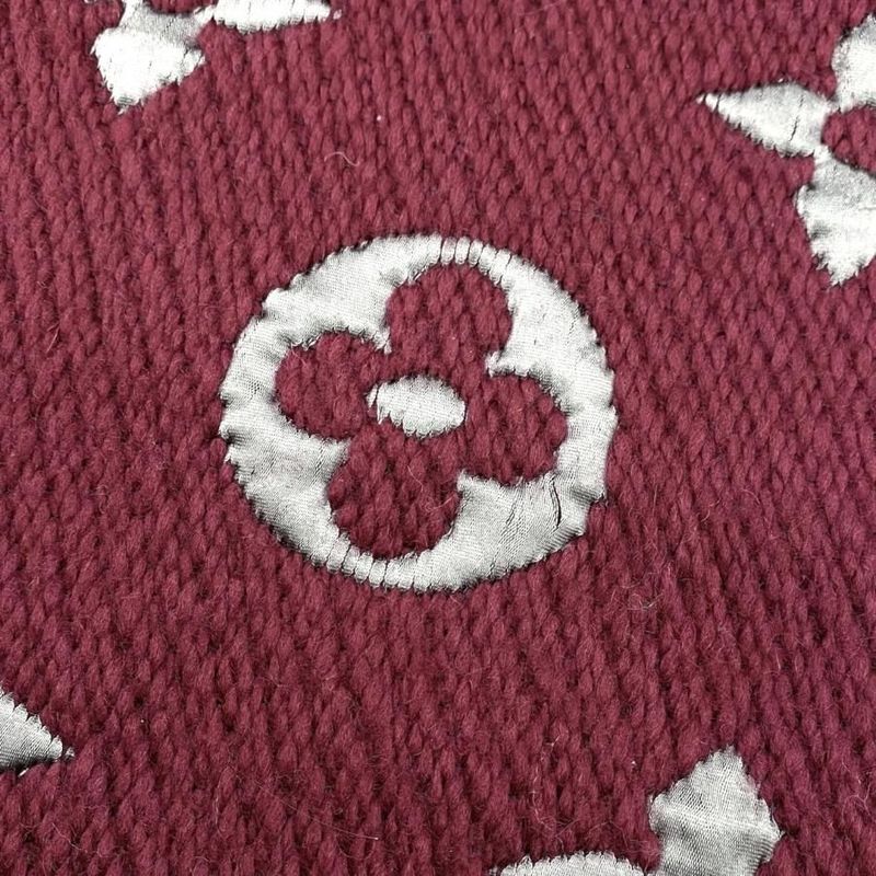 Louis Vuitton Scarf Echarpe Logomania Duo Monogram Wool Silk Wine Red — view 6