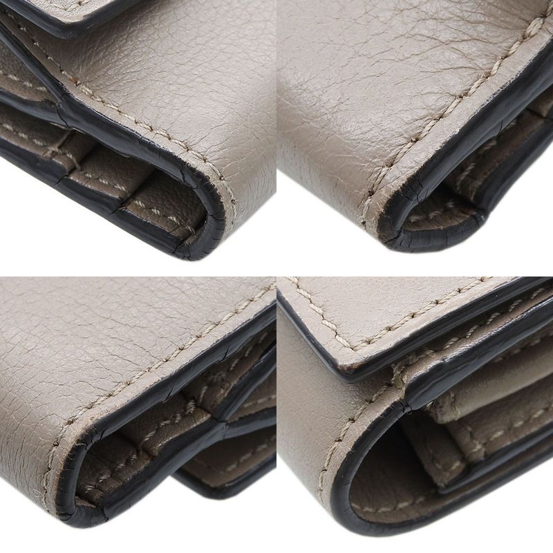 Fendi Bifold Wallet 8 M0308 Peekaboo Leather Beige Glaze Gold Hardware Long — view 5