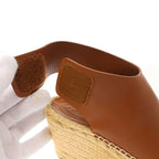 Celine Espadrille Open Toe Leather Wedge Sole Sandals Cspc Brown 35 — view 7