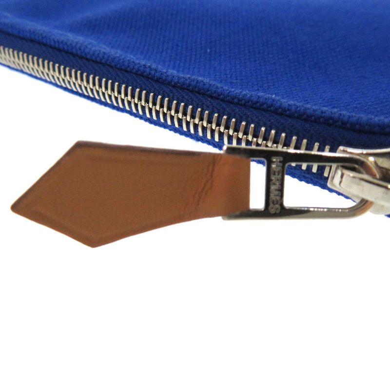 Hermes Flat Pouch MM Canvas Blue 0275 — view 6