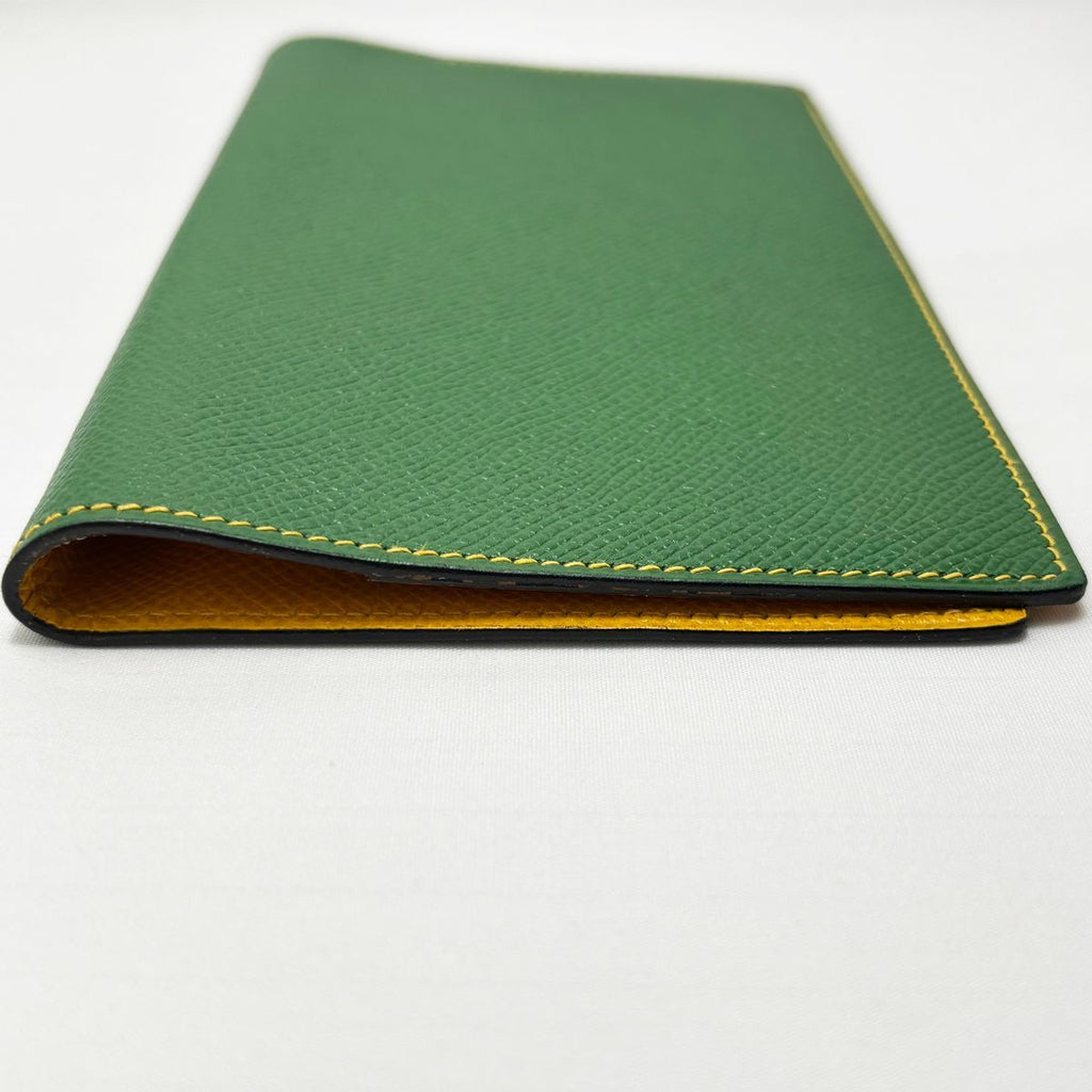 Hermes Notebook Cover Agenda Vision Calf Green Yellow with Initial — view 4