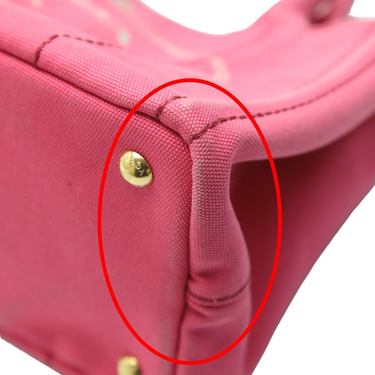 Prada 1 Bg439 Cotton Canvas Tote Bag Canapa Mini Pink — view 8