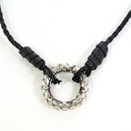 Bottega Veneta Intrecciato Circle Silver Leather Necklace 56 cm — view 4