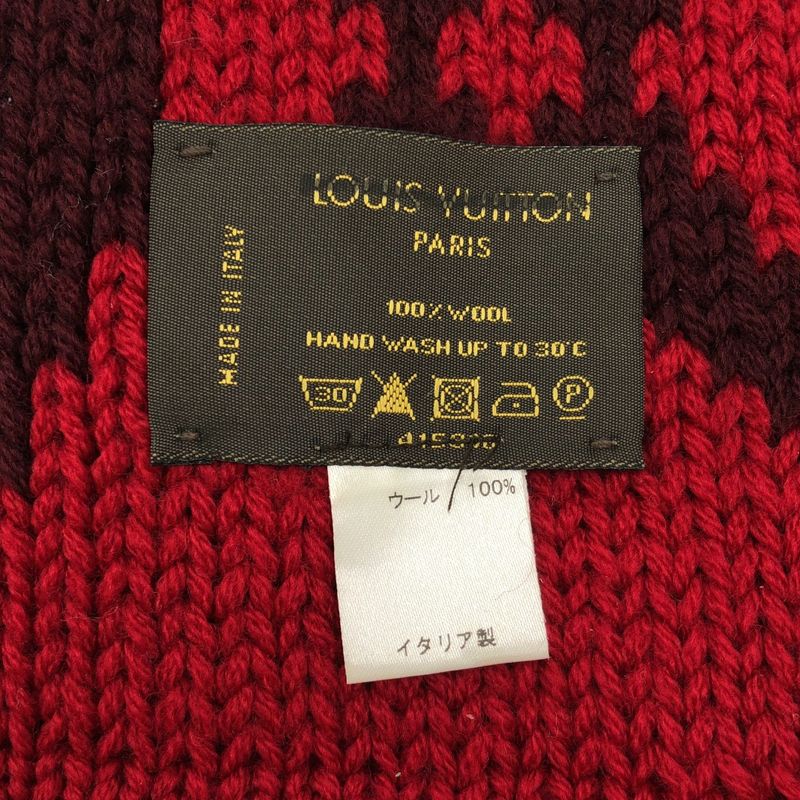 Louis Vuitton Echarpe Grand Floor Wool Fringe Scarf Red — view 2