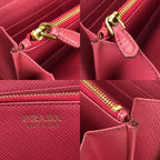 Prada 1 Ml506 Round Zipper Long Wallet Saffiano Metal Peonia Pinkish Pink — view 8