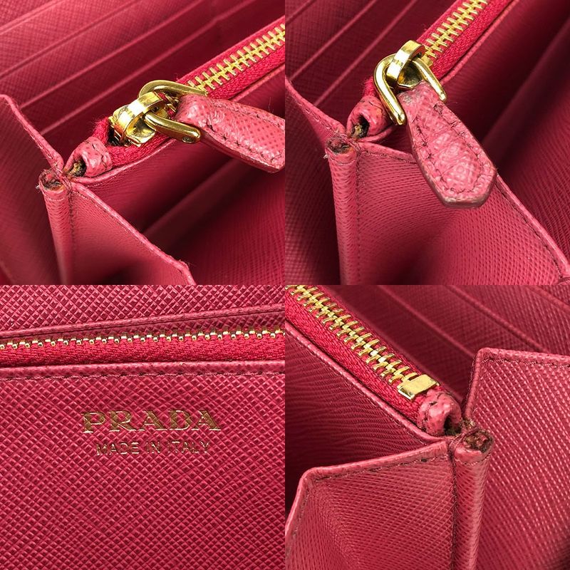 Prada 1 Ml506 Round Zipper Long Wallet Saffiano Metal Peonia Pinkish Pink — view 8