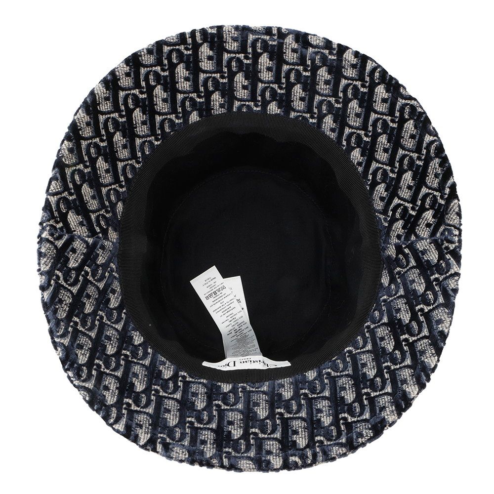 Dior Hat Oblique Trotter Velour 58 Navy Red — view 5