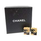 Chanel Cambon Line Coco Mark Plastic GP Beige Black Earrings 0171 — view 3