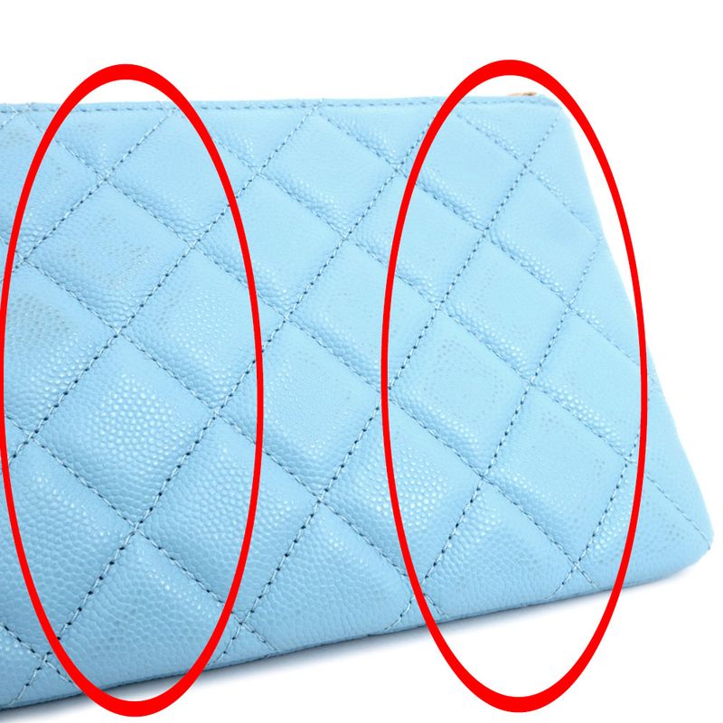 Chanel Flat Pouch Quilted Light Blue Gdhardware Caviar — view 9