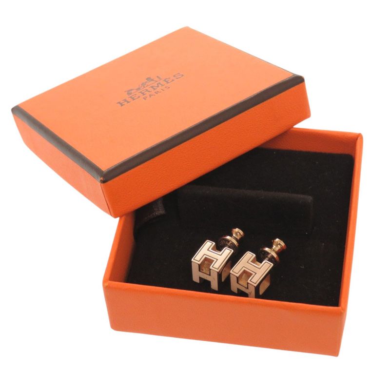 Hermes Caged Ash H Cube Ivory Rose Gold Hardware Earrings Accessories 0904 — view 3