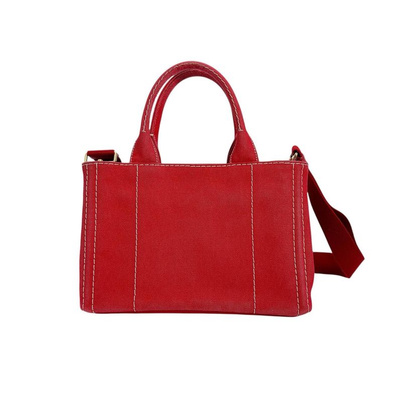 Prada Bn2439 Mini 2-Way Canapa Tote Bag Red — view 3