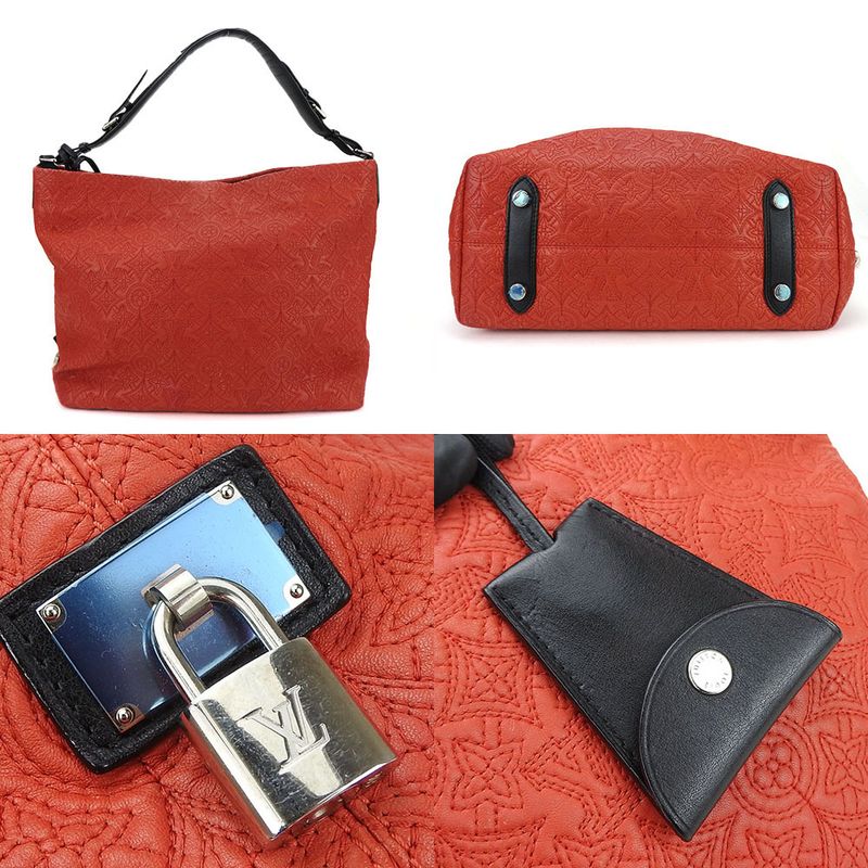 Louis Vuitton Shoulder Bag Hobo GM Monogram Anthea Leather Red Black — view 3