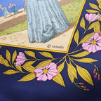 Hermes Carre 90 Costumes DES Departements Department Costume Navy Scarf Silk — view 3