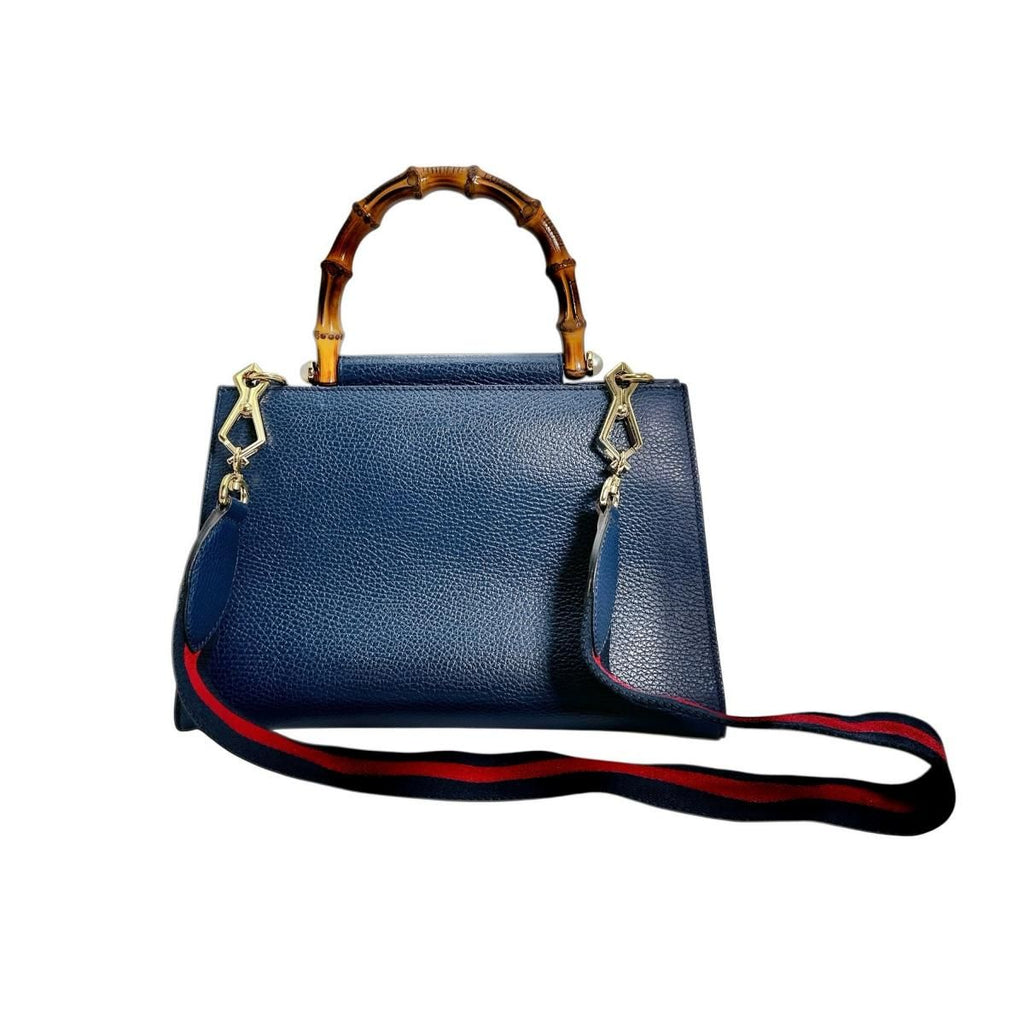 Gucci Leather Bamboo 2-Way Handbag Blue — view 3