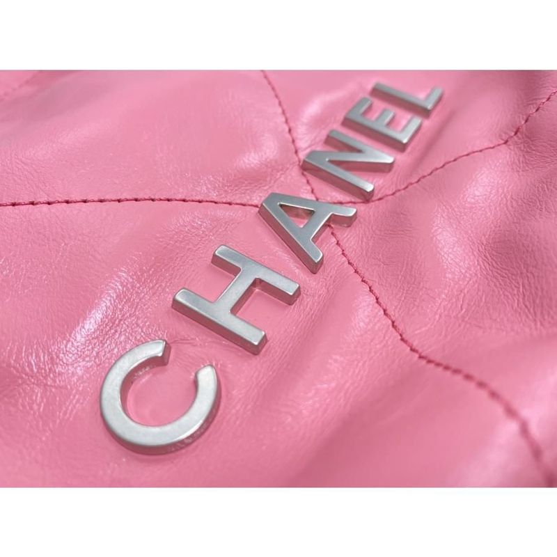 Chanel 22 Mini Shoulder Bag As3980 Shiny Calfskin Logo Chain Pink — view 5
