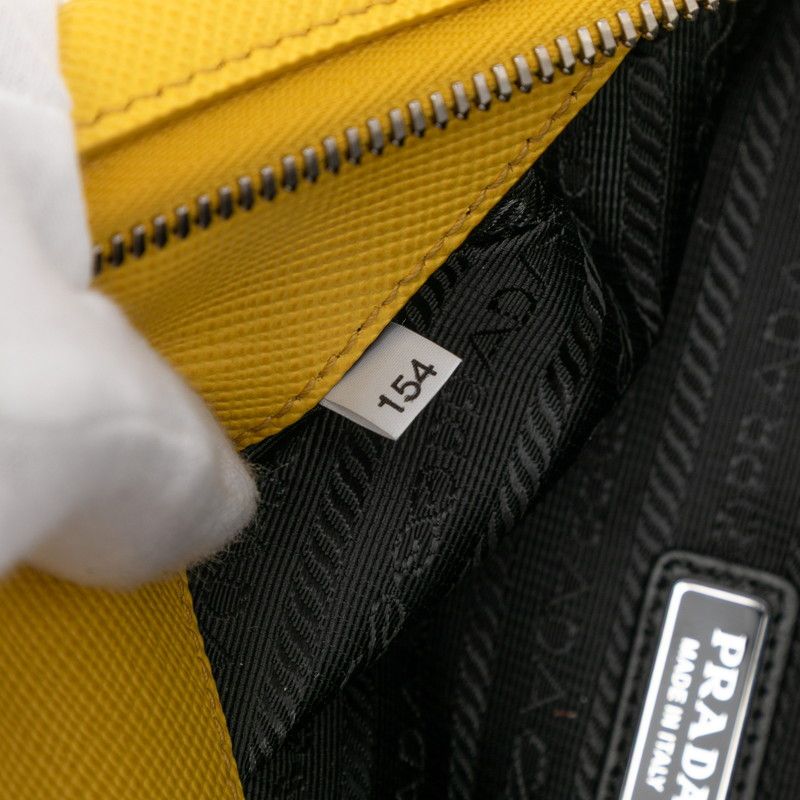 Prada Triangle Logo Plate Yellow Leather Saffiano — view 6