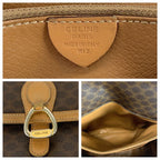 Celine Vintage Macadam Pattern Brown Gold Hardware Leather Crossbody — view 4