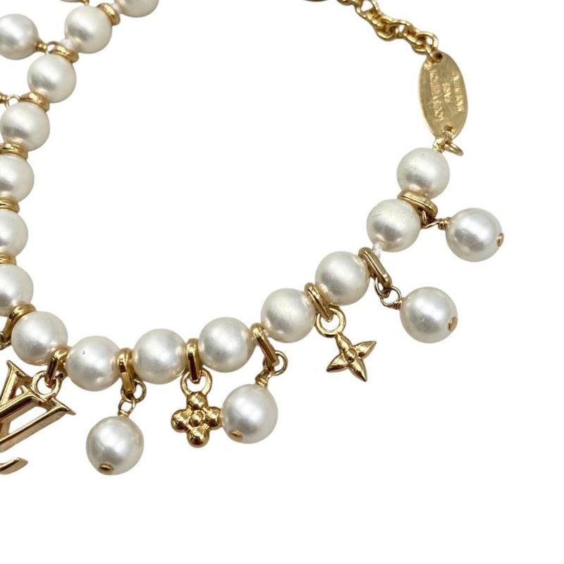 Louis Vuitton Bracelet Pearl River M1685 a Monogram Flower Logo White — view 5