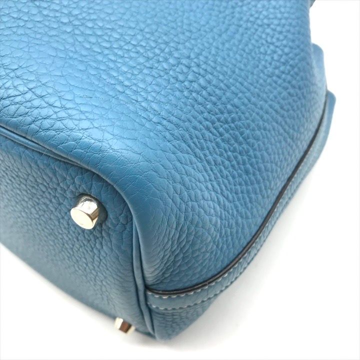 Hermes Picotin Blue Jean Hand Bag Leatheed Bag Jeans — view 4