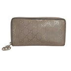 Gucci Wallet GG Supreme Gold Leather Zip Around