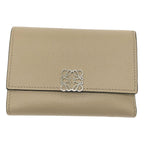 Loewe Small Vertical Leather Anagram Compact Wallet Purse Grey