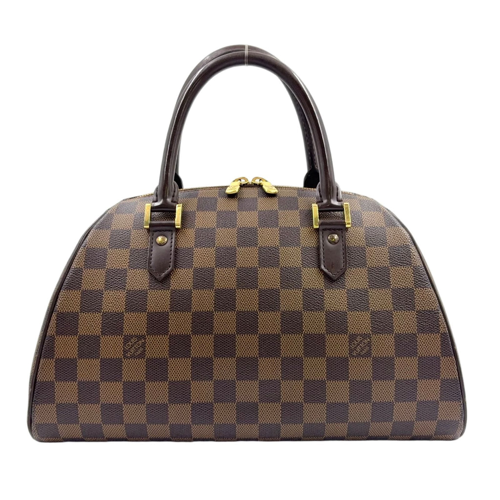 Louis Vuitton Riviera MM Damier Ebene Leather Brown Handbag Gold