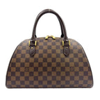 Louis Vuitton Riviera MM Damier Ebene Leather Brown Handbag Gold
