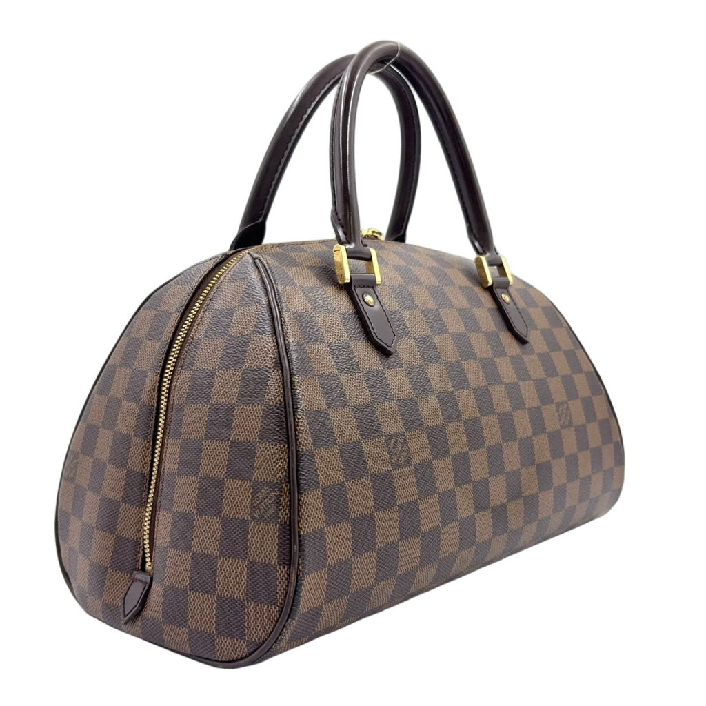 Louis Vuitton Riviera MM Damier Ebene Leather Brown Handbag Gold — view 2