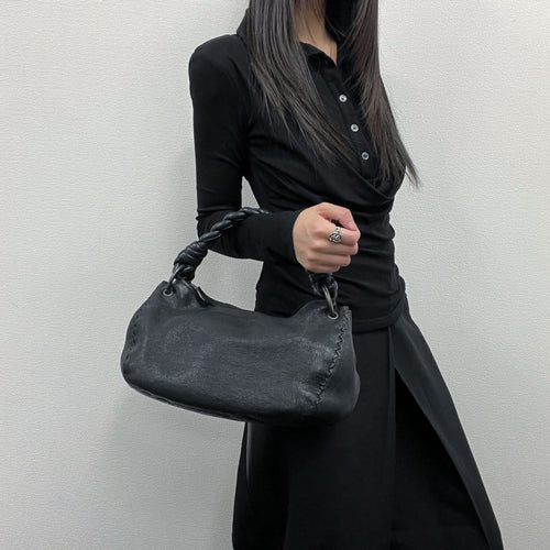 Bottega Veneta Handbag Black Leather Vintage