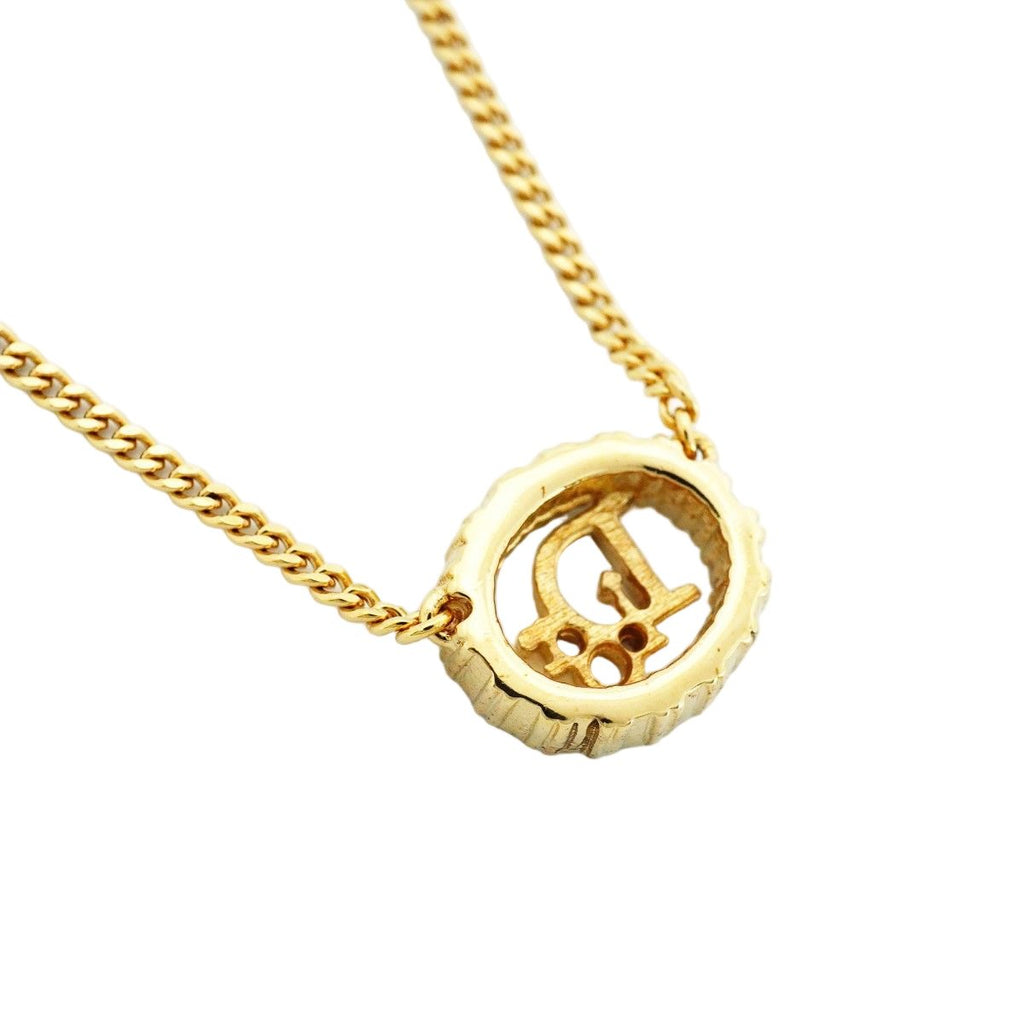 Dior Necklace Logo Oval Gold Plated Rhinestone — view 2