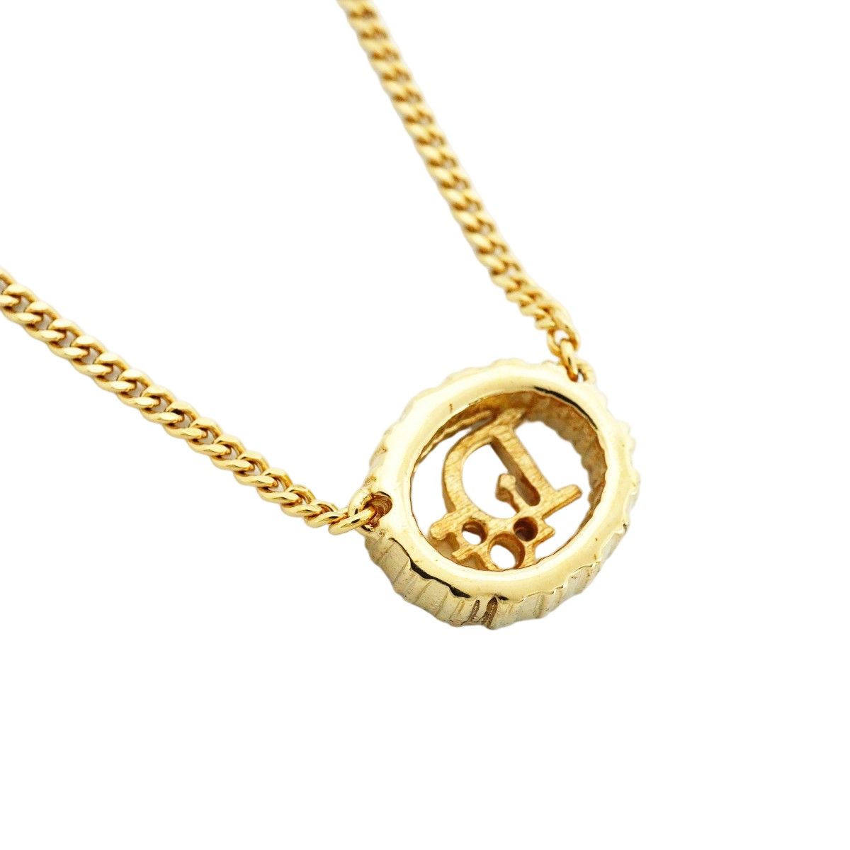 Dior Necklace Logo Oval Gold Plated Rhinestone — view 2
