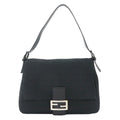 Fendi Zucchino Mamma Bucket Shoulder Bag Canvas Black Silver