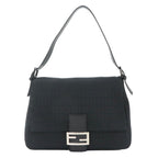 Fendi Zucchino Mamma Bucket Shoulder Bag Canvas Black Silver