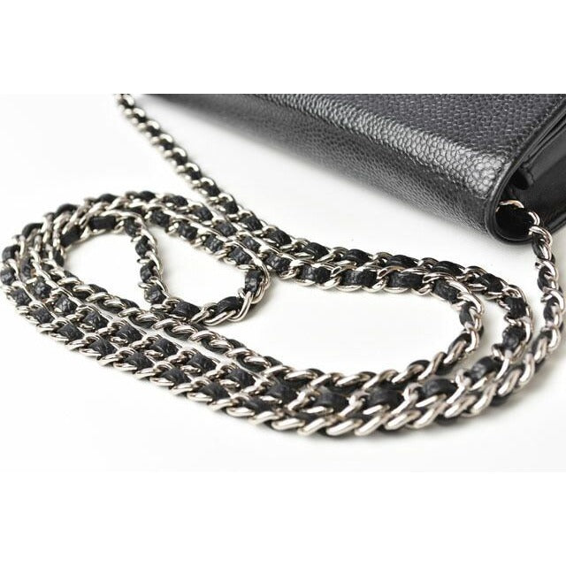 Chanel Chain Wallet Shoulder Bag Long Clutch Caviar Leather CC Mark — view 4