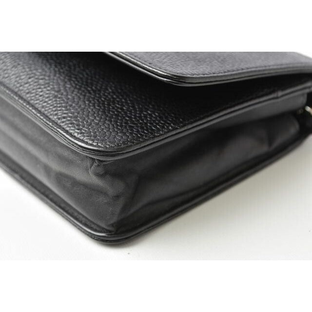 Chanel Chain Wallet Shoulder Bag Long Clutch Caviar Leather CC Mark — view 6