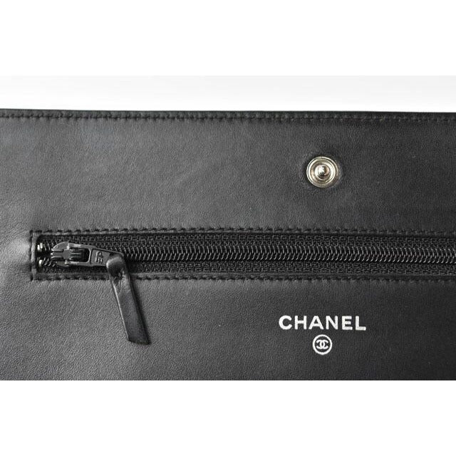 Chanel Chain Wallet Shoulder Bag Long Clutch Caviar Leather CC Mark — view 9