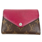 Louis Vuitton Trifold Wallet Portefeuille Mari Lou Monogram Canvas Fuchsia Pink Brown